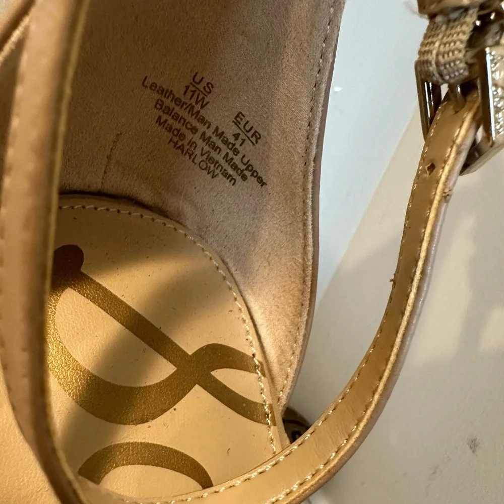 Sam Edelman Beige Ankle Strap Heels